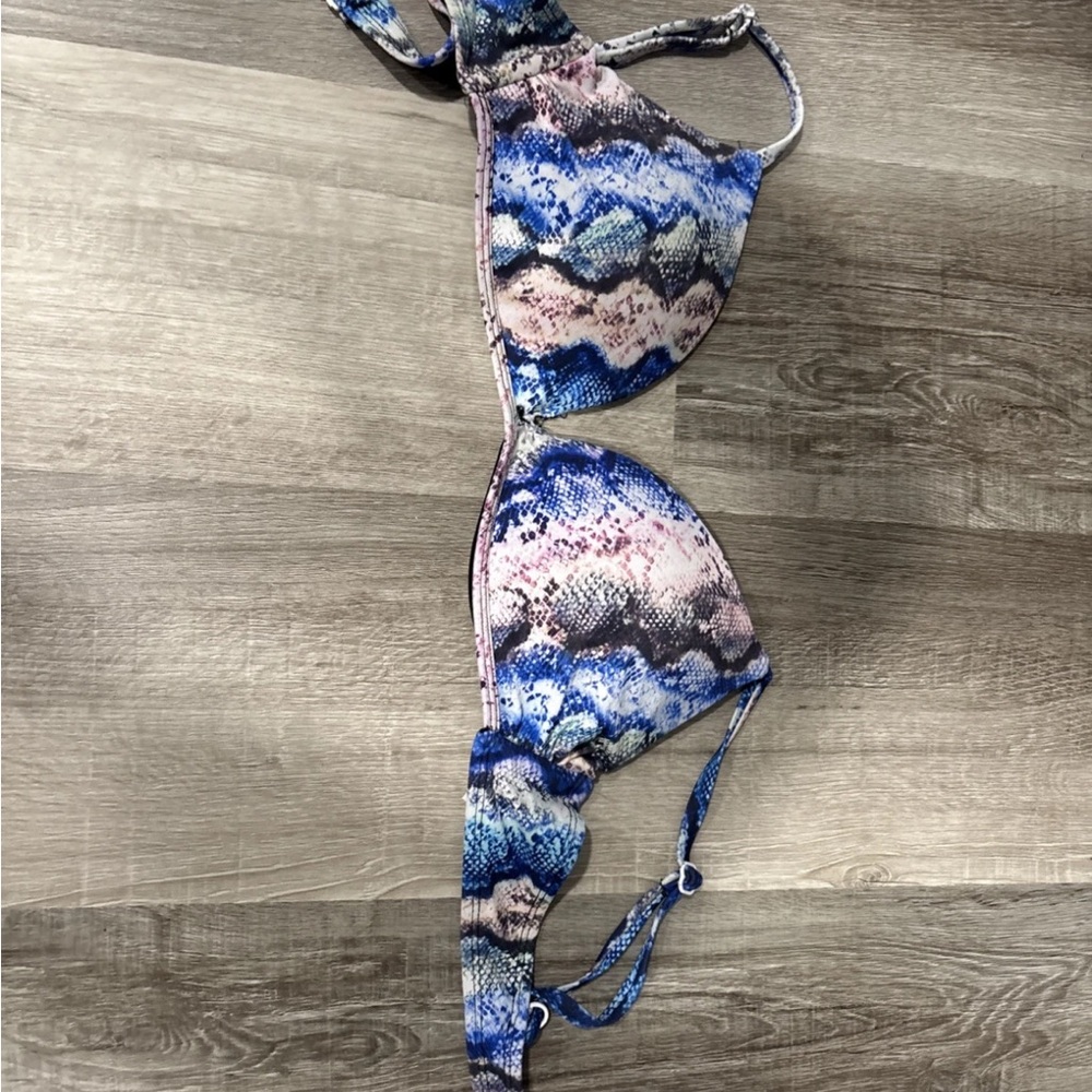 No Boundaries Blue and Pink Snake Print Bikini